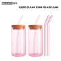 Wealthysub China warehouse sublimation 12oz&16oz clear pink glass can